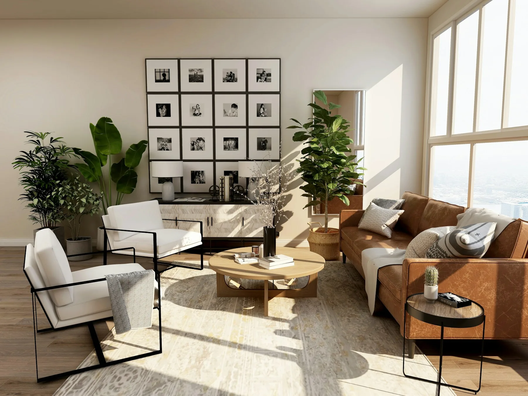 A bright contemporary interior representing comfortable living